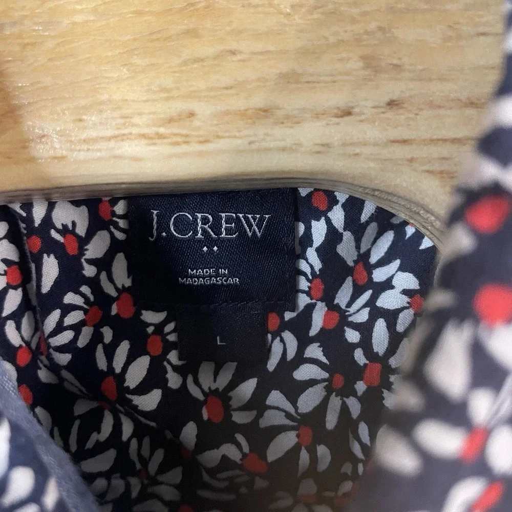 J Crew Men's Large Blue Floral Flex Washed Slim‎ Fit Button Down Lightweight